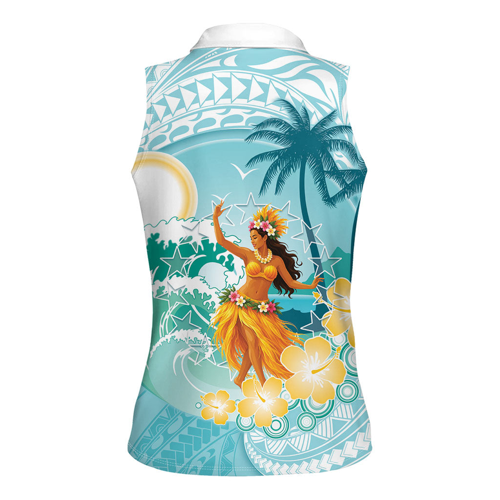 Ura Cook Islands Women Sleeveless Polo Shirt Kuki 'Airani Traditional Dance Tropical Vibes LT14 - Polynesian Pride