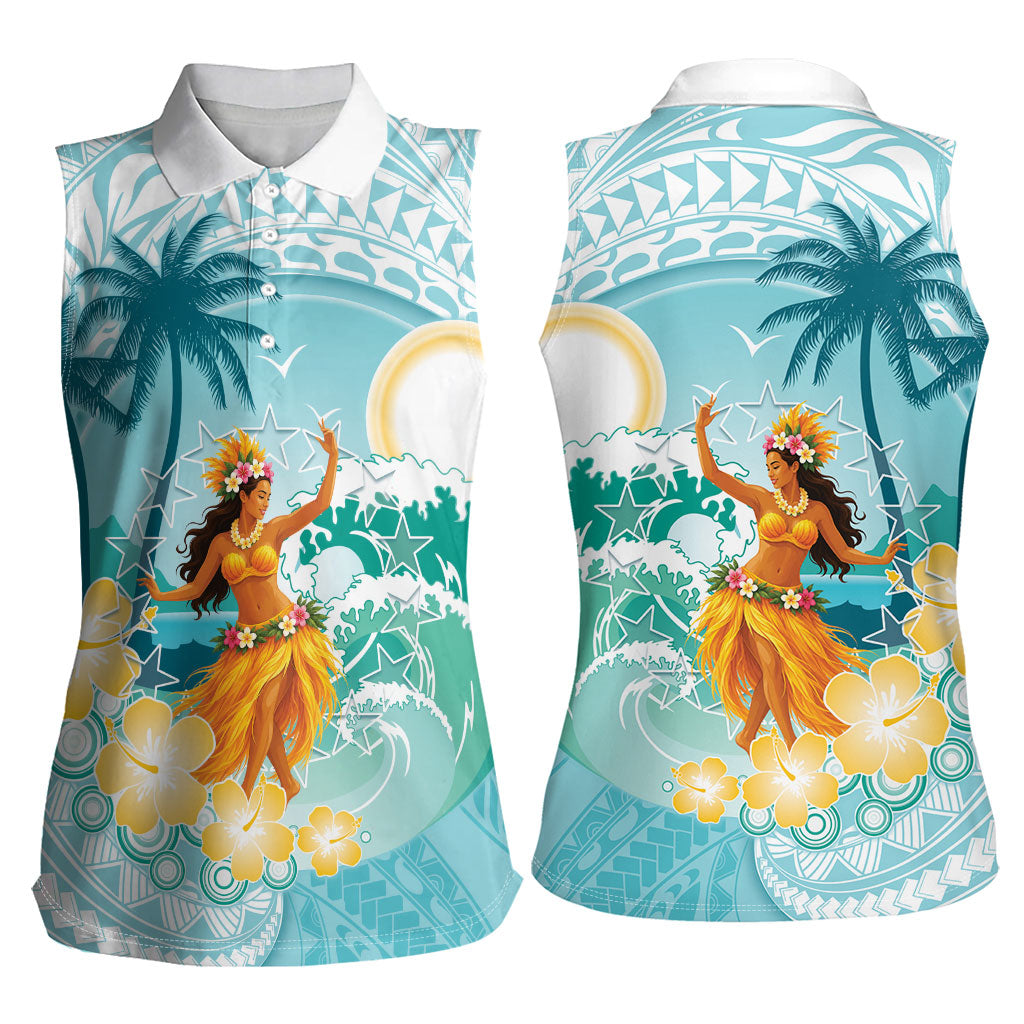 Ura Cook Islands Women Sleeveless Polo Shirt Kuki 'Airani Traditional Dance Tropical Vibes LT14 - Polynesian Pride