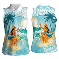 Ura Cook Islands Women Sleeveless Polo Shirt Kuki 'Airani Traditional Dance Tropical Vibes LT14 - Polynesian Pride