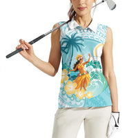 Ura Cook Islands Women Sleeveless Polo Shirt Kuki 'Airani Traditional Dance Tropical Vibes LT14 - Polynesian Pride