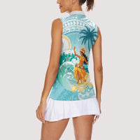 Ura Cook Islands Women Sleeveless Polo Shirt Kuki 'Airani Traditional Dance Tropical Vibes LT14 - Polynesian Pride