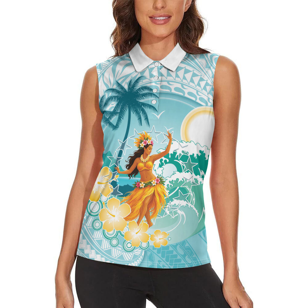 Ura Cook Islands Women Sleeveless Polo Shirt Kuki 'Airani Traditional Dance Tropical Vibes LT14 - Polynesian Pride