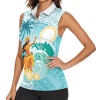 Ura Cook Islands Women Sleeveless Polo Shirt Kuki 'Airani Traditional Dance Tropical Vibes LT14 - Polynesian Pride