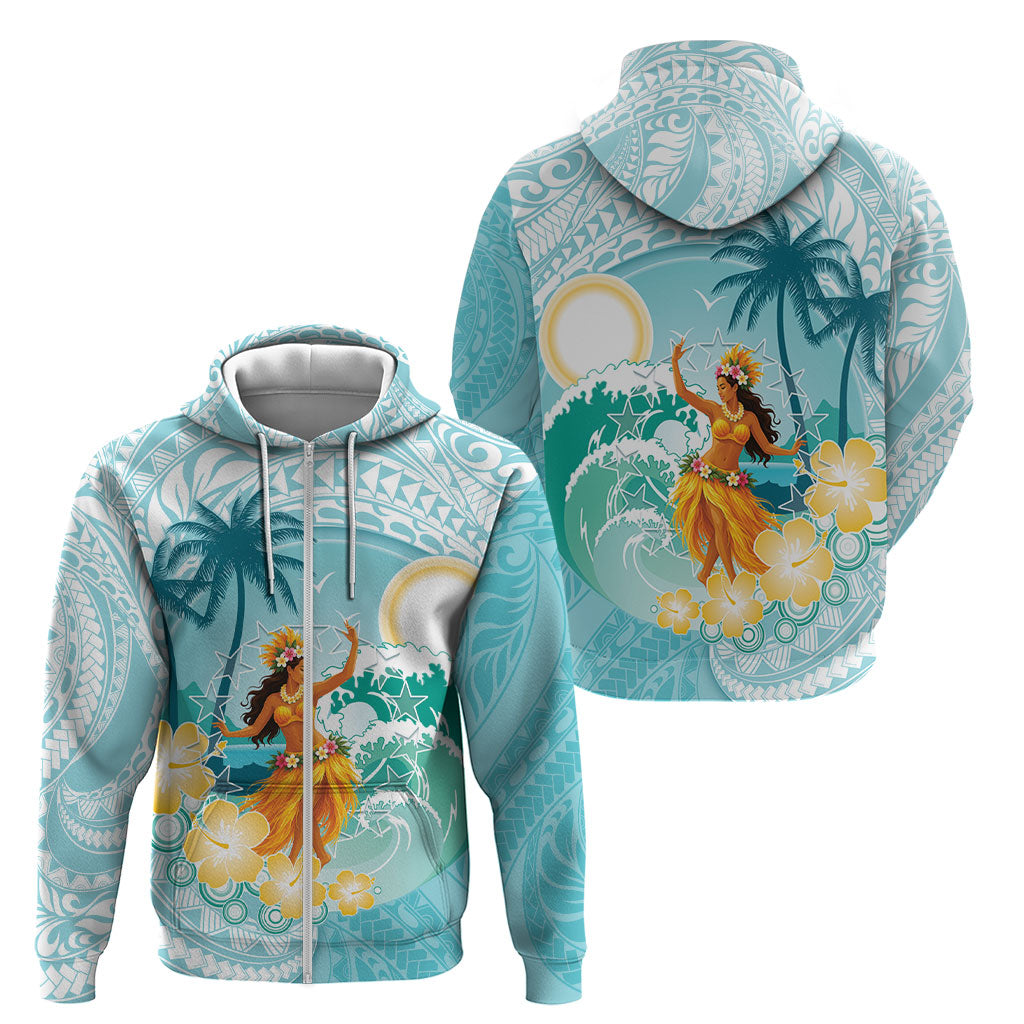 Ura Cook Islands Zip Hoodie Kuki 'Airani Traditional Dance Tropical Vibes LT14 - Polynesian Pride