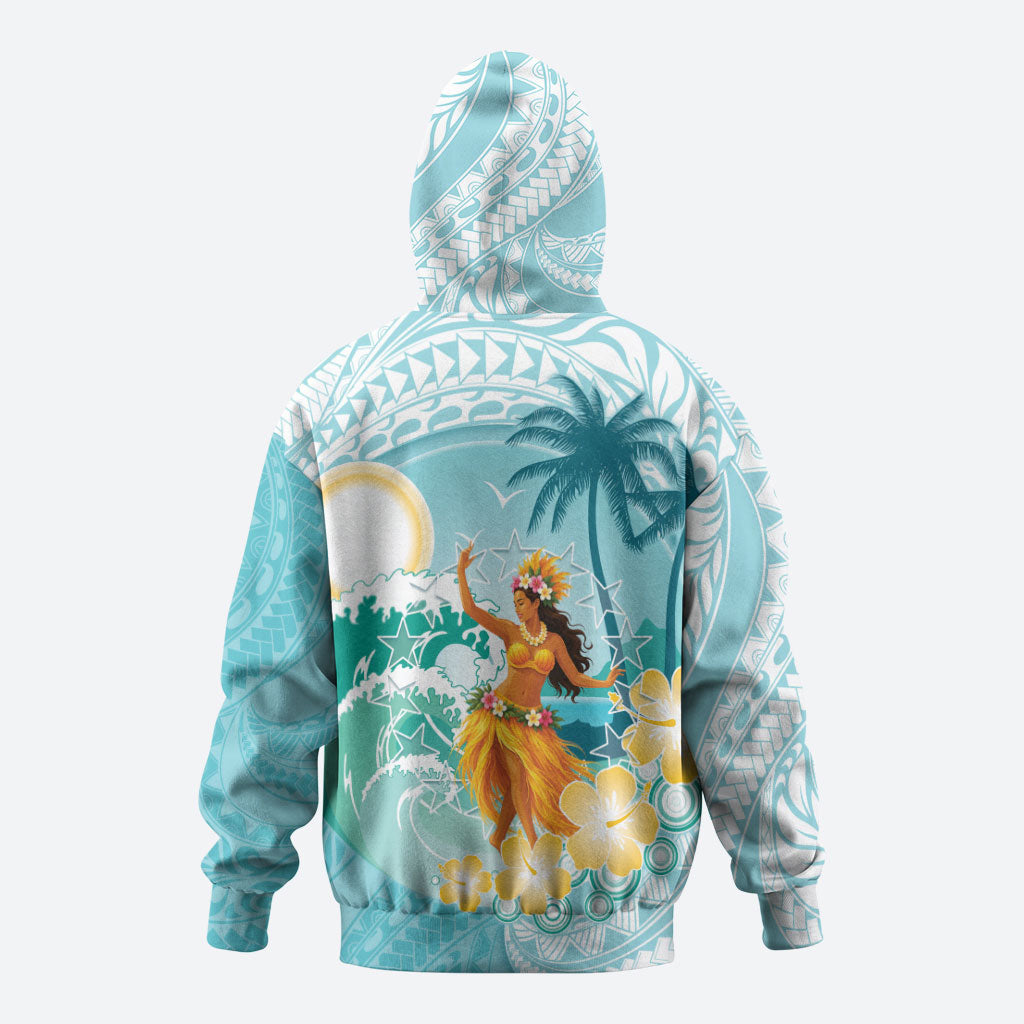 Ura Cook Islands Zip Hoodie Kuki 'Airani Traditional Dance Tropical Vibes LT14 - Polynesian Pride