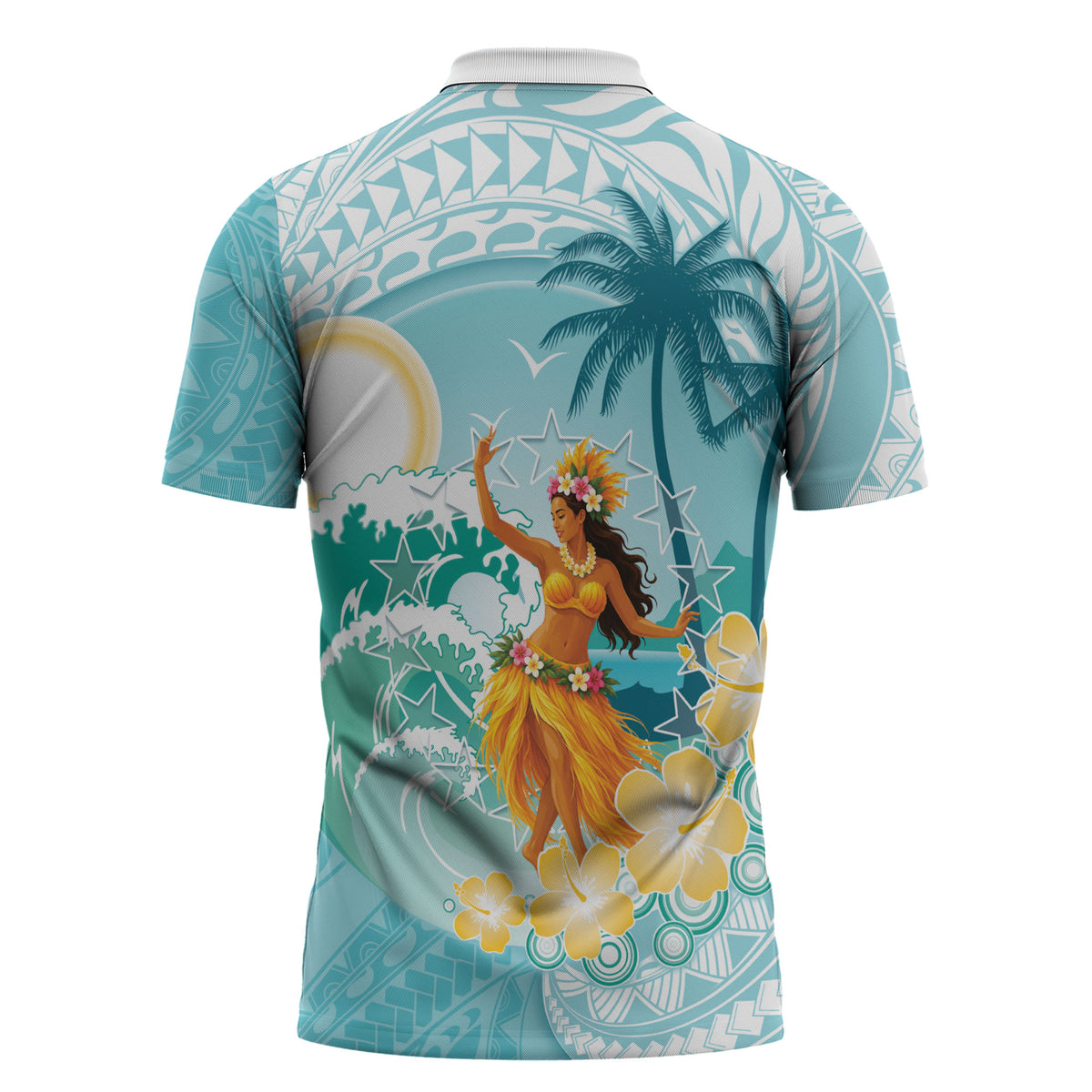 Ura Cook Islands Zipper Polo Shirt Kuki 'Airani Traditional Dance Tropical Vibes LT14 - Polynesian Pride