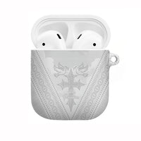 Peniamina Gospel Day Niue AirPods Case Cross Dove Hiapo Pattern White LT14 White - Polynesian Pride