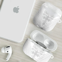 Peniamina Gospel Day Niue AirPods Case Cross Dove Hiapo Pattern White LT14 - Polynesian Pride