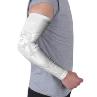 Peniamina Gospel Day Niue Arm Sleeves Cross Dove Hiapo Pattern White LT14 - Polynesian Pride