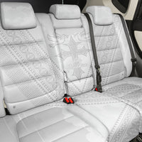 Peniamina Gospel Day Niue Back Car Seat Cover Cross Dove Hiapo Pattern White LT14 - Polynesian Pride
