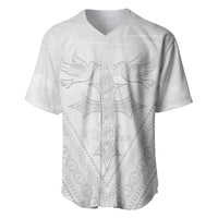 Peniamina Gospel Day Niue Baseball Jersey Cross Dove Hiapo Pattern White LT14 White - Polynesian Pride