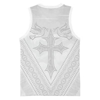 Peniamina Gospel Day Niue Basketball Jersey Cross Dove Hiapo Pattern White LT14 - Polynesian Pride