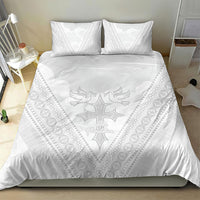 Peniamina Gospel Day Niue Bedding Set Cross Dove Hiapo Pattern White LT14 - Polynesian Pride