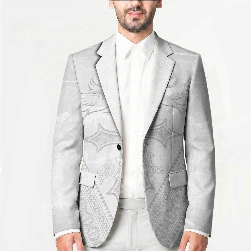 Peniamina Gospel Day Niue Blazer Cross Dove Hiapo Pattern White LT14 - Polynesian Pride