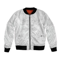 Peniamina Gospel Day Niue Bomber Jacket Cross Dove Hiapo Pattern White LT14 Unisex White - Polynesian Pride