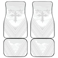Peniamina Gospel Day Niue Car Mats Cross Dove Hiapo Pattern White LT14 - Polynesian Pride