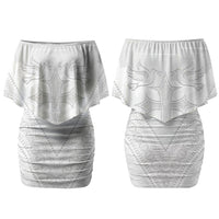 Peniamina Gospel Day Niue Couples Matching Off Shoulder Short Dress and Hawaiian Shirt Cross Dove Hiapo Pattern White LT14 - Polynesian Pride