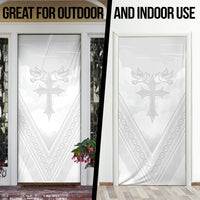 Peniamina Gospel Day Niue Door Cover Cross Dove Hiapo Pattern White LT14 - Polynesian Pride