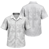 Peniamina Gospel Day Niue Family Matching Puletasi and Hawaiian Shirt Cross Dove Hiapo Pattern White LT14 Son's Shirt White - Polynesian Pride
