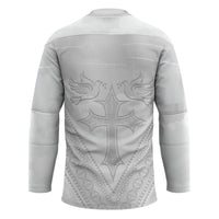 Peniamina Gospel Day Niue Hockey Jersey Cross Dove Hiapo Pattern White LT14 - Polynesian Pride