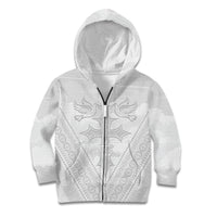 Peniamina Gospel Day Niue Kid Hoodie Cross Dove Hiapo Pattern White LT14 Zip Hoodie White - Polynesian Pride