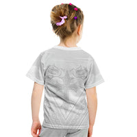 Peniamina Gospel Day Niue Kid T Shirt Cross Dove Hiapo Pattern White LT14 - Polynesian Pride