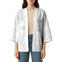 Peniamina Gospel Day Niue Kimono Cross Dove Hiapo Pattern White