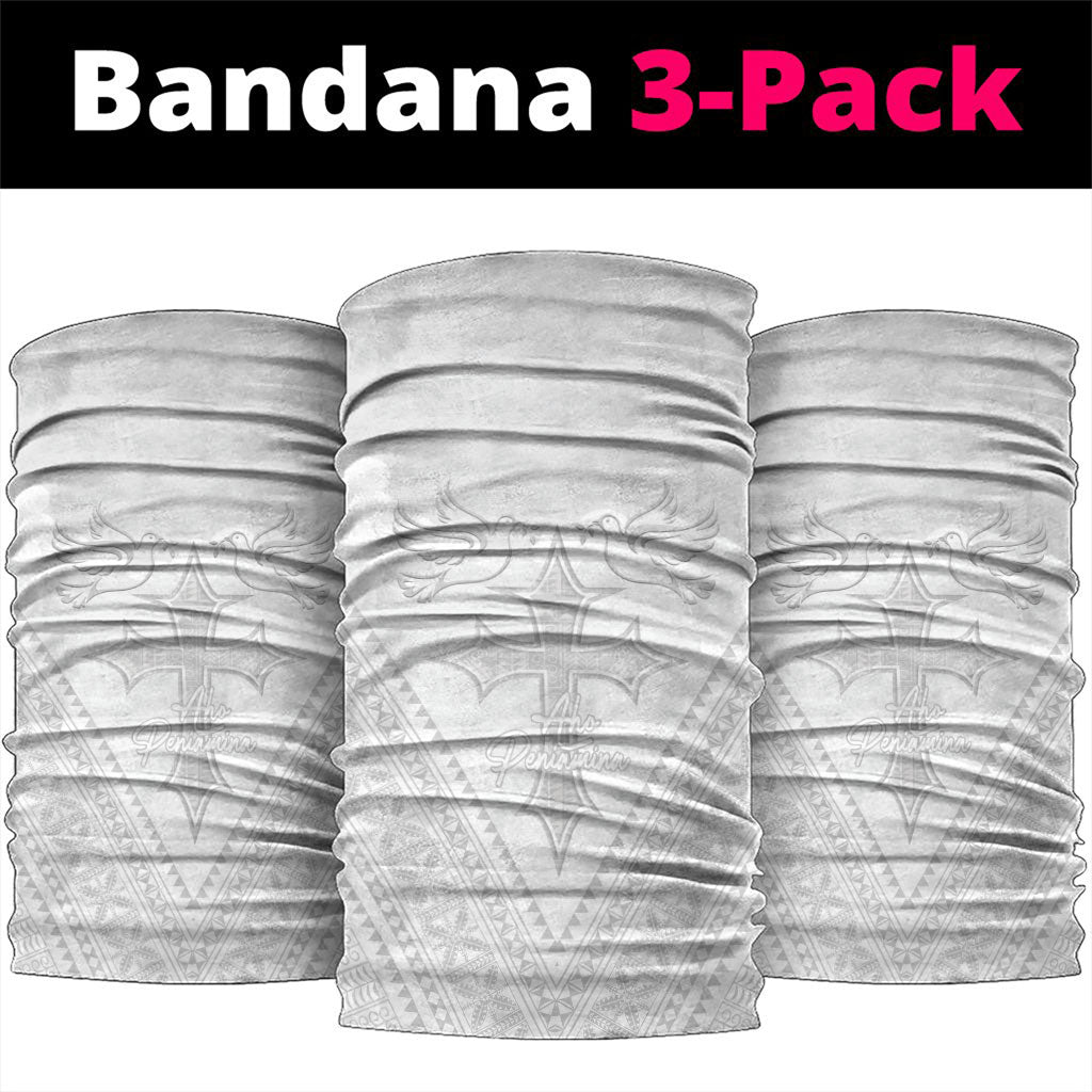 Peniamina Gospel Day Niue Neck Gaiter Cross Dove Hiapo Pattern White LT14 package One Size: 25*50cm White - Polynesian Pride