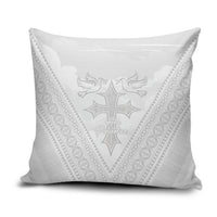 Peniamina Gospel Day Niue Pillow Cover Cross Dove Hiapo Pattern White LT14 White - Polynesian Pride