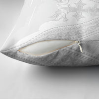 Peniamina Gospel Day Niue Pillow Cover Cross Dove Hiapo Pattern White LT14 - Polynesian Pride