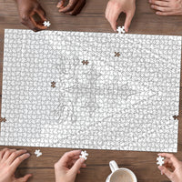 Peniamina Gospel Day Niue Puzzle Cross Dove Hiapo Pattern White LT14 - Polynesian Pride