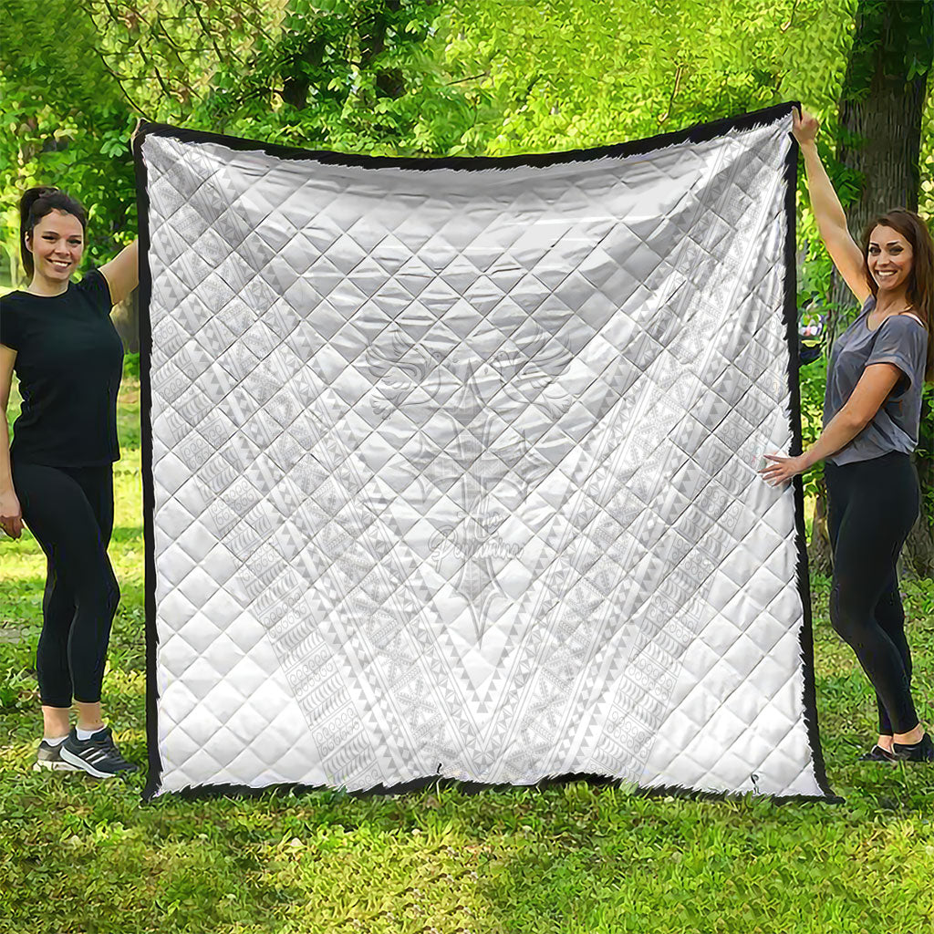 Peniamina Gospel Day Niue Quilt Cross Dove Hiapo Pattern White LT14 - Polynesian Pride