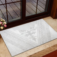 Peniamina Gospel Day Niue Rubber Doormat Cross Dove Hiapo Pattern White LT14 - Polynesian Pride