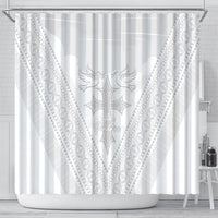 Peniamina Gospel Day Niue Shower Curtain Cross Dove Hiapo Pattern White LT14 - Polynesian Pride