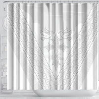 Peniamina Gospel Day Niue Shower Curtain Cross Dove Hiapo Pattern White LT14 - Polynesian Pride