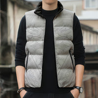 Peniamina Gospel Day Niue Sleeveless Puffer Jacket Cross Dove Hiapo Pattern White LT14 - Polynesian Pride