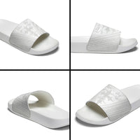 Peniamina Gospel Day Niue Slide Sandals Cross Dove Hiapo Pattern White LT14 - Polynesian Pride