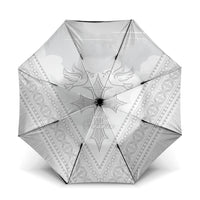 Peniamina Gospel Day Niue Umbrella Cross Dove Hiapo Pattern White LT14 One Size Folded 11.42 inch Opened Diameter 37.4 inch White - Polynesian Pride