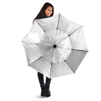 Peniamina Gospel Day Niue Umbrella Cross Dove Hiapo Pattern White LT14 - Polynesian Pride