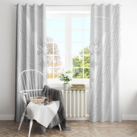 Peniamina Gospel Day Niue Window Curtain Cross Dove Hiapo Pattern White LT14 - Polynesian Pride
