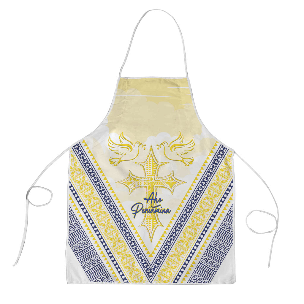 Peniamina Gospel Day Niue Apron Cross Dove Hiapo Pattern Yellow LT14 Yellow - Polynesian Pride