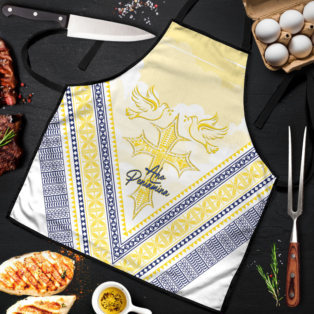 Peniamina Gospel Day Niue Apron Cross Dove Hiapo Pattern Yellow LT14 Yellow - Polynesian Pride