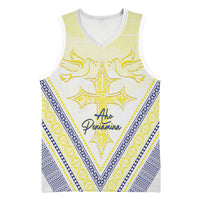 Peniamina Gospel Day Niue Basketball Jersey Cross Dove Hiapo Pattern Yellow LT14 Unisex Yellow - Polynesian Pride