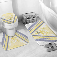 Peniamina Gospel Day Niue Bathroom Set Cross Dove Hiapo Pattern Yellow LT14 Mat Set Only (3 pcs) One Size Yellow - Polynesian Pride