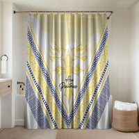 Peniamina Gospel Day Niue Bathroom Set Cross Dove Hiapo Pattern Yellow LT14 Shower Curtain Only Yellow - Polynesian Pride