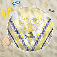Peniamina Gospel Day Niue Beach Blanket Cross Dove Hiapo Pattern Yellow LT14 One Size 150cm Yellow - Polynesian Pride
