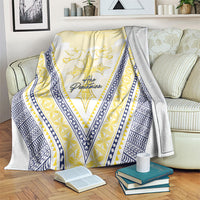 Peniamina Gospel Day Niue Blanket Cross Dove Hiapo Pattern Yellow LT14 Yellow - Polynesian Pride