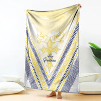 Peniamina Gospel Day Niue Blanket Cross Dove Hiapo Pattern Yellow LT14 - Polynesian Pride
