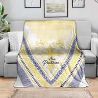 Peniamina Gospel Day Niue Blanket Cross Dove Hiapo Pattern Yellow LT14 - Polynesian Pride