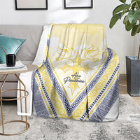 Peniamina Gospel Day Niue Blanket Cross Dove Hiapo Pattern Yellow LT14 - Polynesian Pride